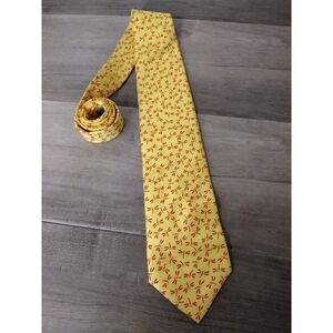 Fanuc yellow men's tie with novelty dragonfly pattern